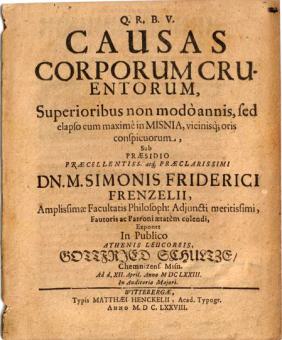 Causas Corporum Cruentorum, Superioribus non modo annis, sed elapso cum maxime in Misnia, vicinisque oris conspicuorum 