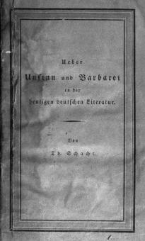 Ueber Unsinn und Barbarei in der heutigen deutschen Literatur 